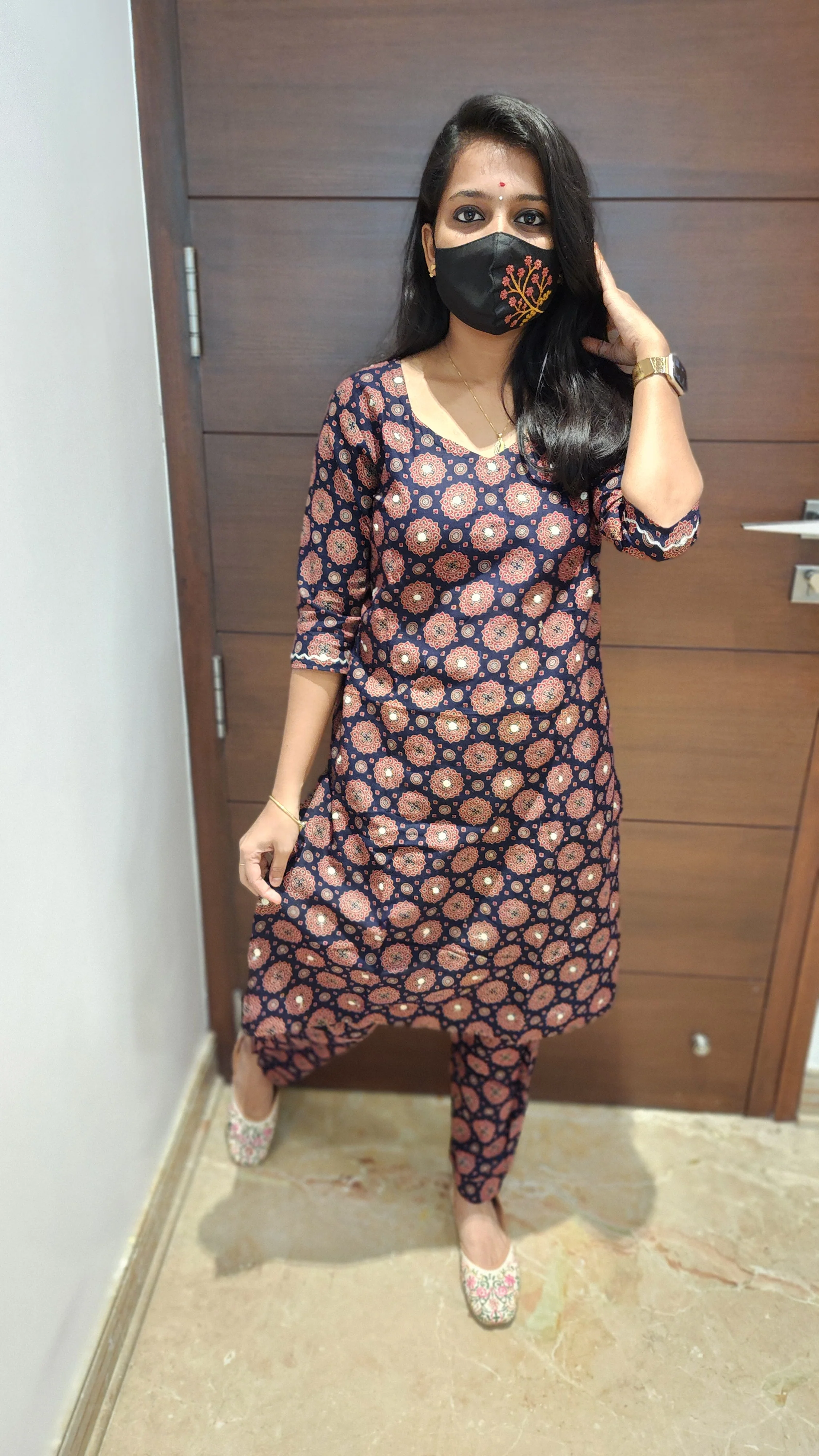 Ajrakh print-Cord set (7702) - Image 3