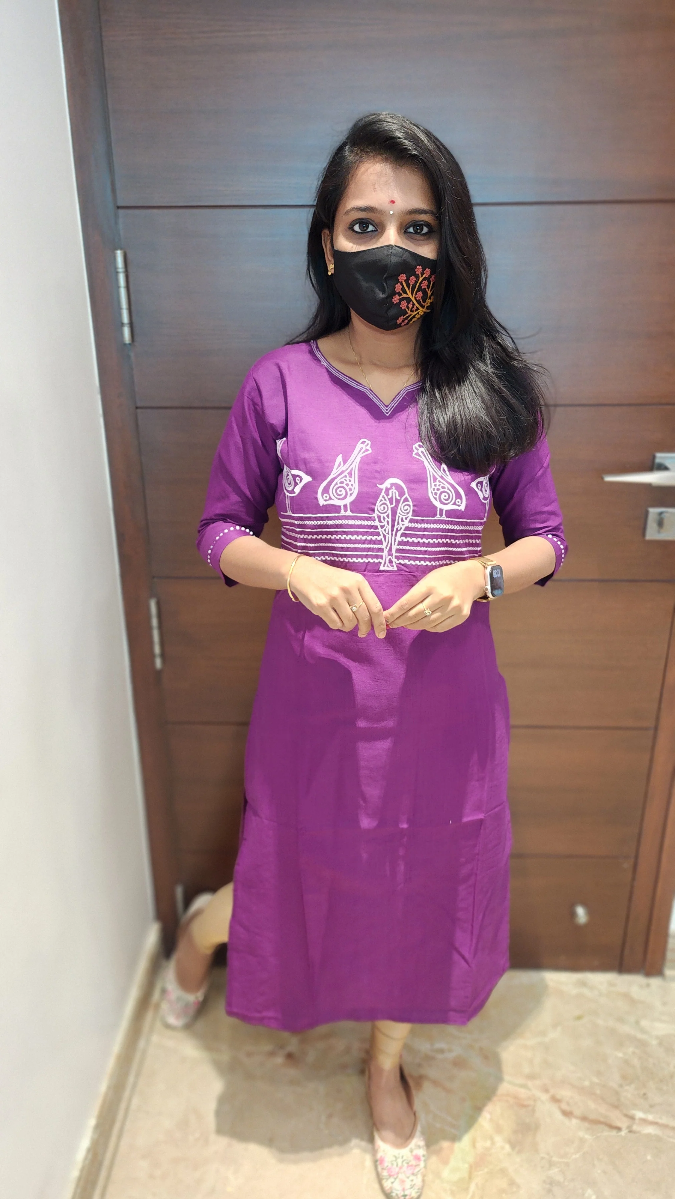 Hand embroidery kurti - Bird Theme (9359)c3 - Image 4