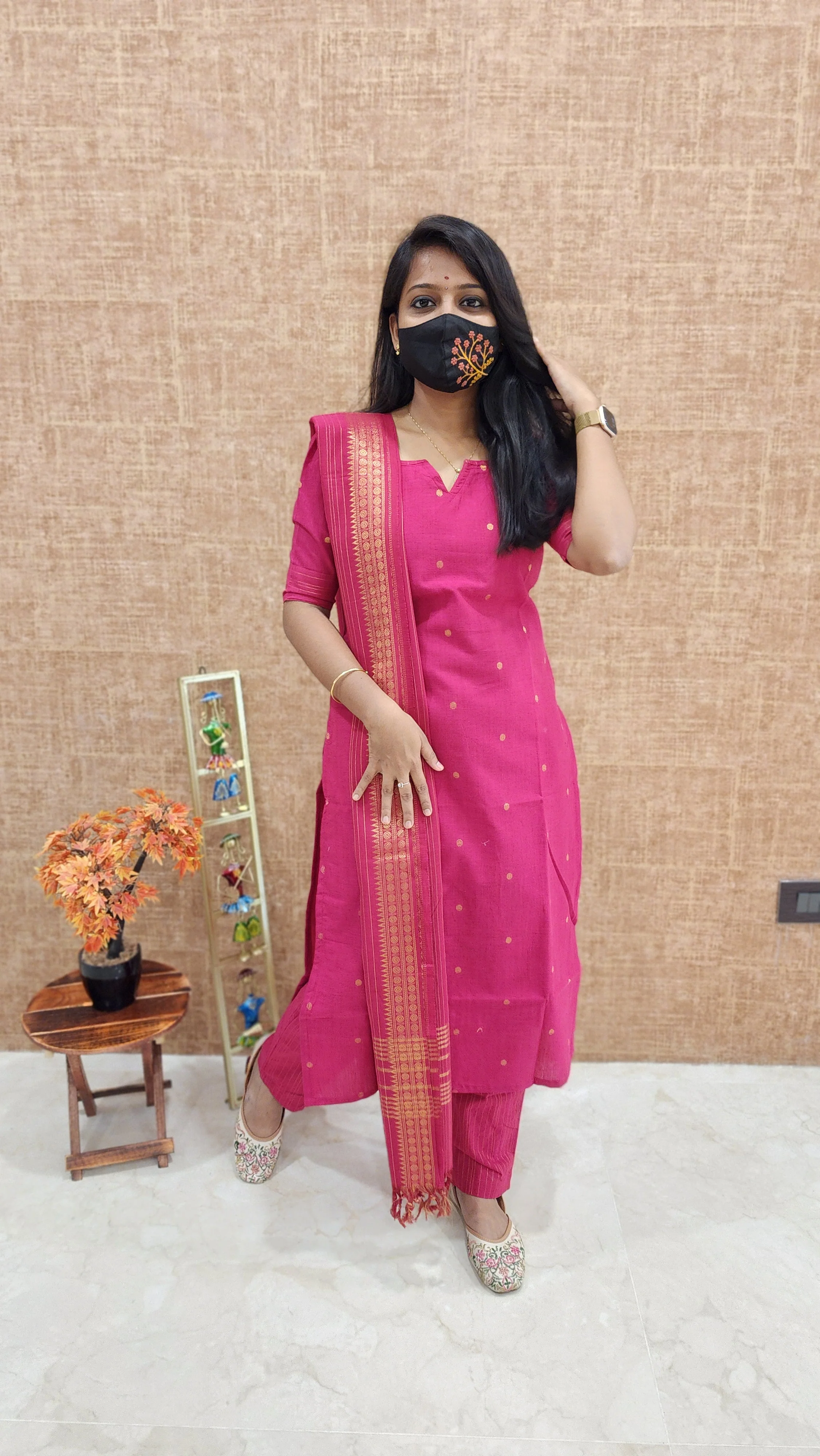 Handloom cotton Salwar Set (9540)c4 - Image 4